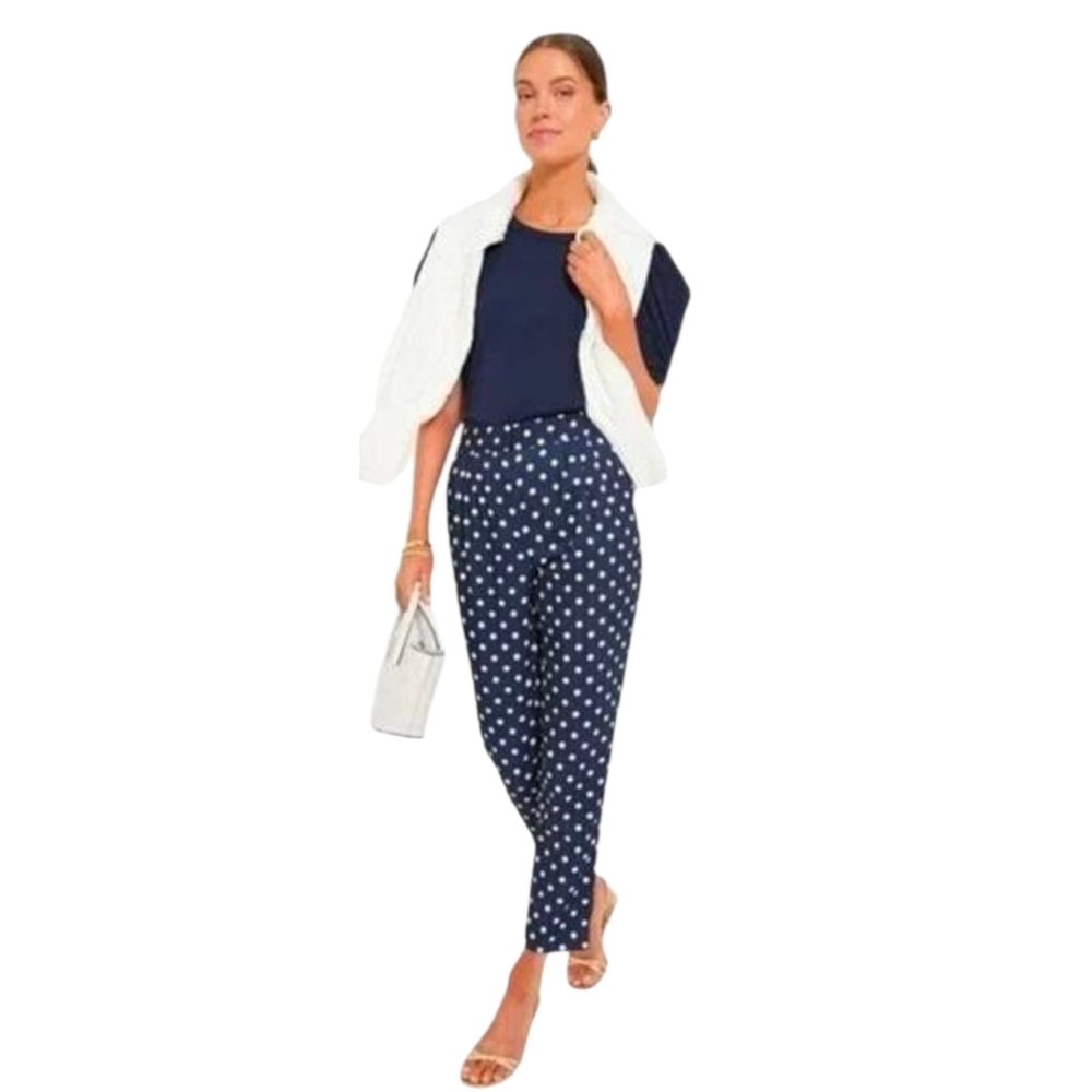 Tuckernuck Navy And White Dotted Pixie Trouser Pant - Size Large